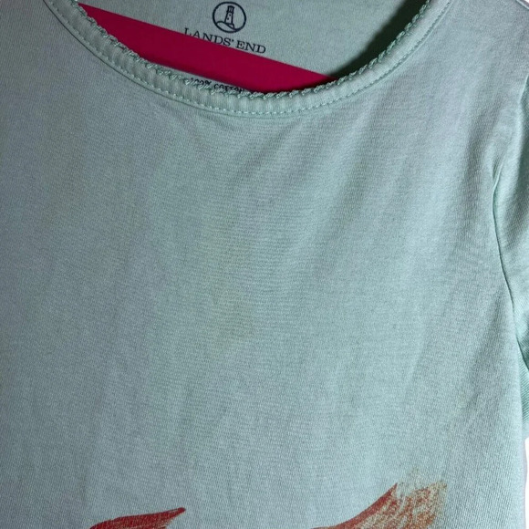 Land's End Girls T Shirt Size Small 7-8 Goldfish Sequin Ocean Sea Short Sleeve - Picture 3 of 4